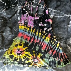 Vibrant, tie-dye, trippy tank top.